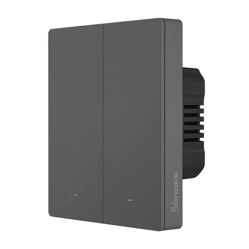 SONOFF M5-2C-80 - Interrupteur mural connecté Wi-Fi 2 canaux, graphite : vue de côté gauche