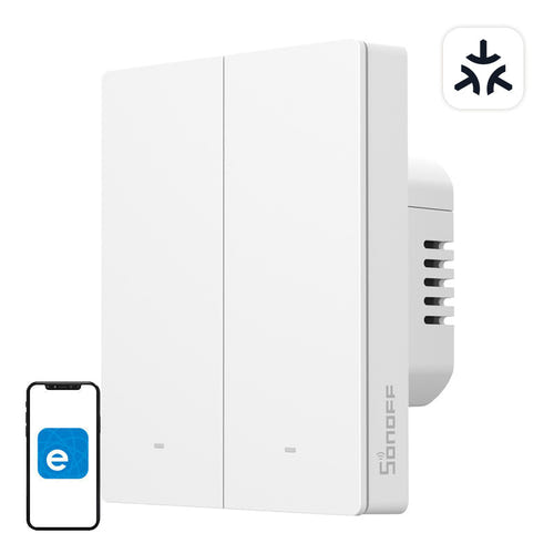 Sonoff M5-2C-80W - Interrupteur mural Matter 2 canaux (format 80) (vue 1)