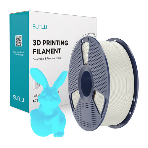SUNLU PLA Glow - Filament 3D phosphorescent 1,75 mm 1 kg (blanc-bleu) : bobine