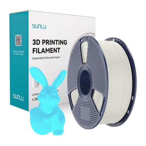 SUNLU PLA Glow - Filament 3D phosphorescent 1,75 mm 1 kg (blanc-bleu) : bobine