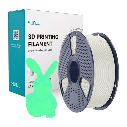 SUNLU PLA Glow - Filament 3D phosphorescent 1,75 mm 1 kg (blanc-vert) : bobine