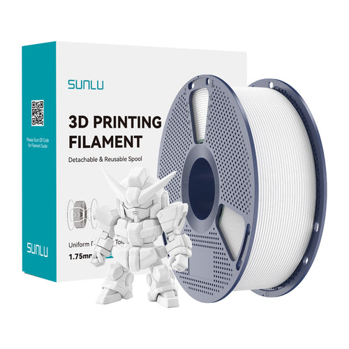 SUNLU PLA+ 2.0 - Filament 3D renforcé 1,75 mm 1 kg (blanc) : bobine