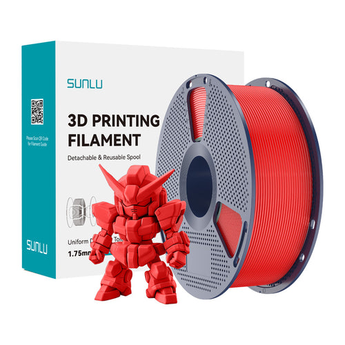 SUNLU PLA+ 2.0 - Filament 3D renforcé 1,75 mm 1 kg (rouge) : bobine