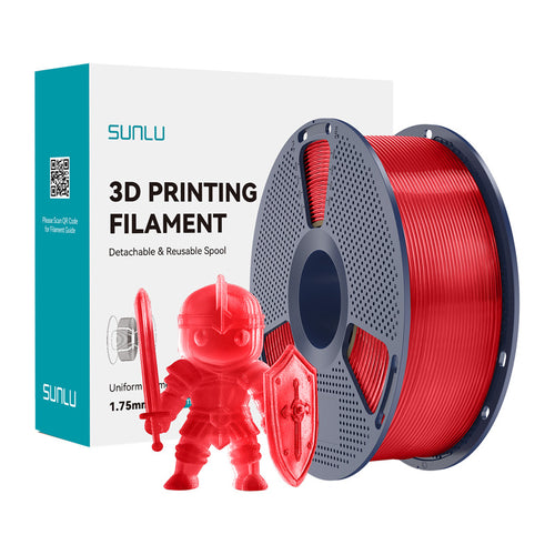 SUNLU PLA+ - Filament 3D robuste 1,75 mm 1 kg (rouge transparent) : bobine