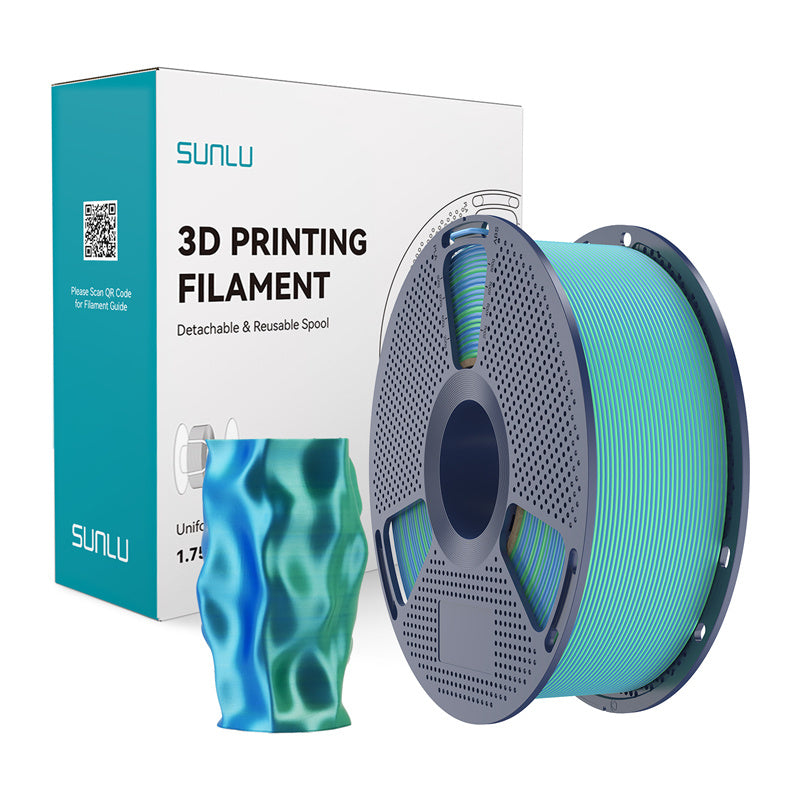 SUNLU PLA+ Silk Dual Color - Filament 3D bicolore 1,75 mm 1 kg (bleu-vert) - visuel 1