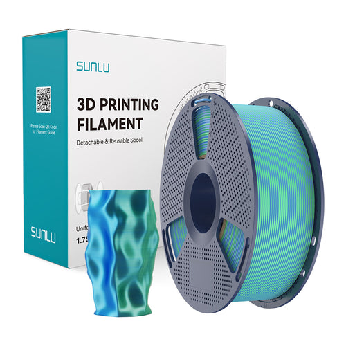 SUNLU PLA+ Silk Dual Color - Filament 3D bicolore 1,75 mm 1 kg (bleu-vert) : bobine