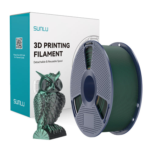 SUNLU PLA+ Silk Dual Color - Filament 3D bicolore 1,75 mm 1 kg (noir et vert) : bobine