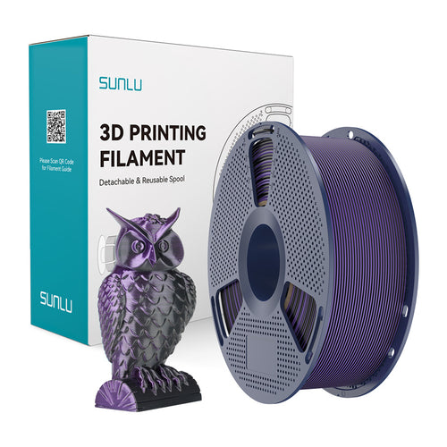 SUNLU PLA+ Silk Dual Color - Filament 3D bicolore 1,75 mm 1 kg (noir et violet) : bobine