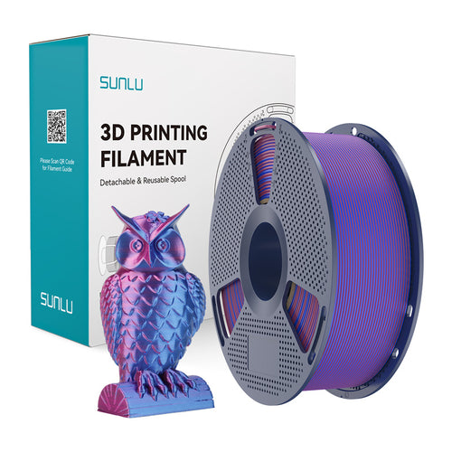 SUNLU PLA+ Silk Dual Color - Filament 3D bicolore 1,75 mm 1 kg (rouge et bleu) : bobine