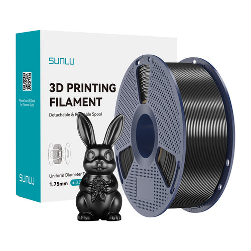 SUNLU PLA+ Silk - Filament 3D brillant soyeux 1,75 mm 1 kg (noir) : bobine