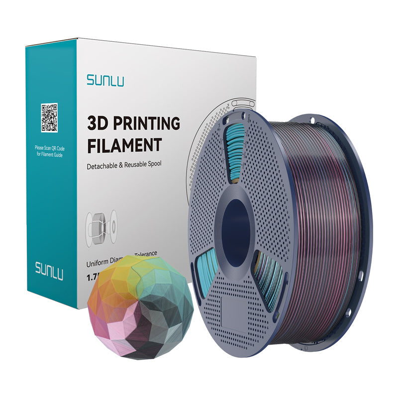 SUNLU PLA+ Silk Forth-Color - Filament 3D quadricolore 1,75 mm 1 kg (rouge-jaune-vert-noir) - visuel 1