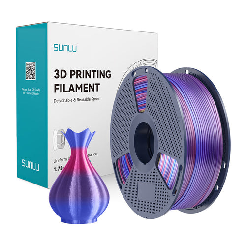 SUNLU PLA+ Silk Rainbow - Filament 3D arc-en-ciel soyeux 1,75 mm 1 kg (dégradé 02) : bobine