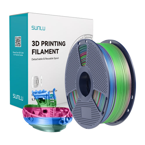 SUNLU PLA+ Silk Rainbow - Filament 3D arc-en-ciel soyeux 1,75 mm 1 kg (dégradé 06) : bobine