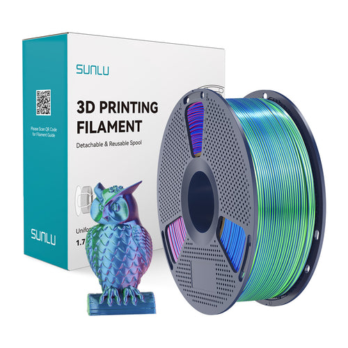 SUNLU PLA+ Silk Tri-Color - Filament 3D tricolore 1,75 mm 1 kg (bleu-vert-violet) : bobine