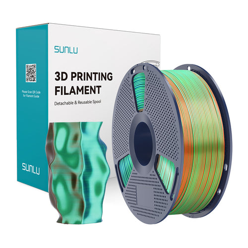 SUNLU PLA+ Silk Tri-Color - Filament 3D tricolore 1,75 mm 1 kg (orange-bleu-vert) : bobine