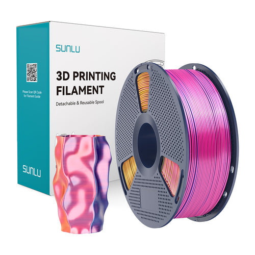 SUNLU PLA+ Silk Tri-Color - Filament 3D tricolore 1,75 mm 1 kg (rouge-jaune-bleu) : bobine