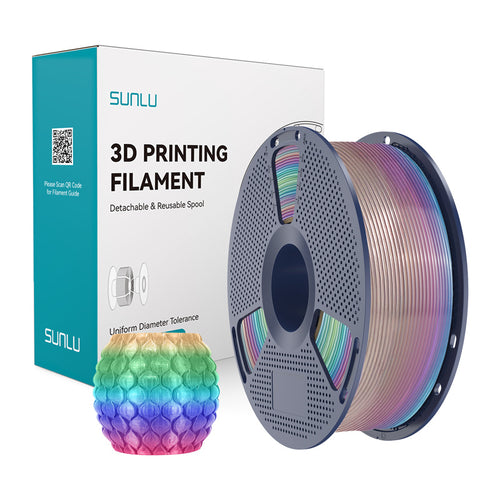 SUNLU PLA Rainbow - Filament 3D arc-en-ciel transparent 1,75 mm 1 kg (dégradé 04) : bobine