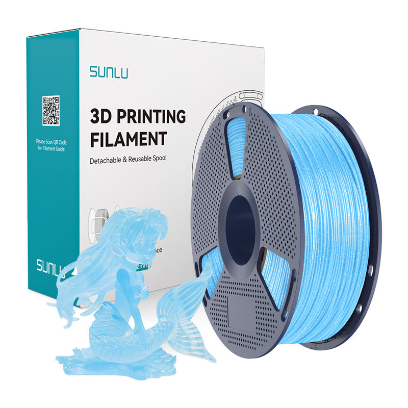 SUNLU PLA Twinkling - Filament 3D pailleté 1,75 mm 1 kg (bleu brillant) - visuel 1