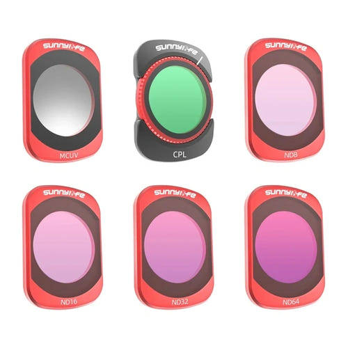 Sunnylife kit de 6 filtres MCUV, CPL et ND8 à ND64 pour Osmo Pocket 4 et Pocket 3 : ND Osmo Pocket 4 Pocket 3