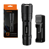 Superfire F3-L2 - Lampe torche 570 lm avec zoom, portée 260 m : noire
