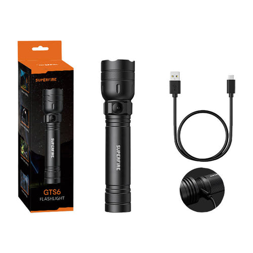 Superfire GTS6 - Lampe torche 360 lm USB-C, portée 150 m : détail