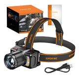 Superfire HL25 - Lampe frontale 700 lm, 8 modes, portée 210 m : aluminium