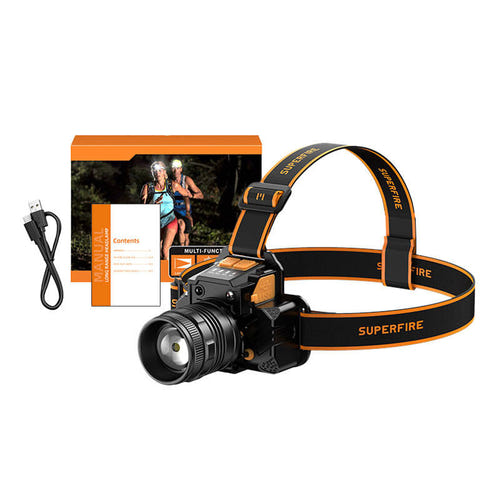 Superfire HL58 - Lampe frontale 350 lm, portée 200 m, double batterie