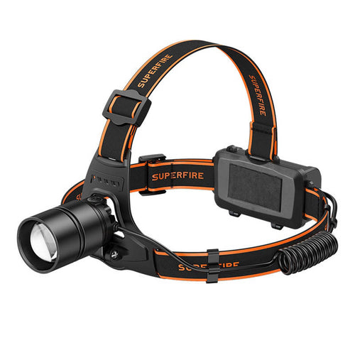 Superfire HL71 - Lampe frontale rechargeable 500 lm à capteur : noire