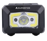 Superfire X30 - Lampe frontale 340 lm avec capteur et lumière rouge : panneau COB