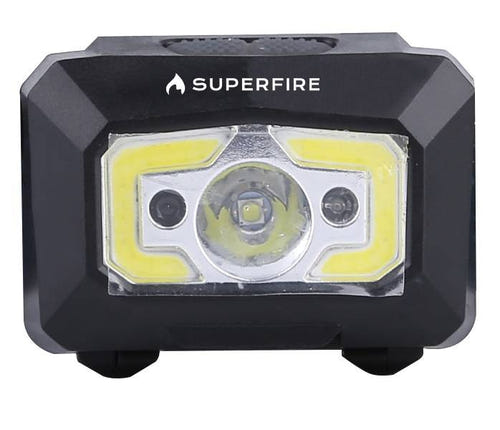 Superfire X30 - Lampe frontale 340 lm avec capteur et lumière rouge : panneau COB