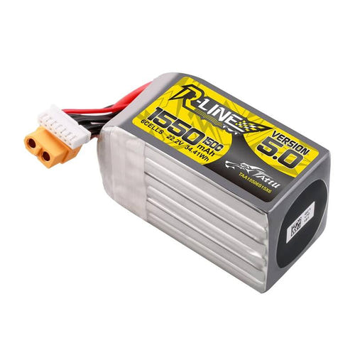 Tattu R-Line 5.0 - Batterie LiPo 6S 1550 mAh 150C XT60 : pack 6S XT60 câbles de décharge