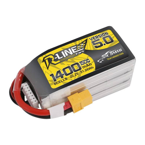 Tattu R-Line 5.0 - Batterie LiPo 6S 1400 mAh 150C XT60 : pack LiPo course connecteur XT60