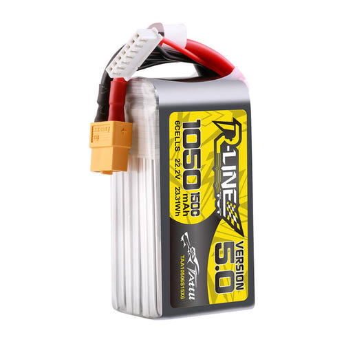 Tattu R-Line 5.0 - Batterie LiPo 1050 mAh 22,2 V 6S 150C XT60 : 1 050 mAh 6S connecteur XT60