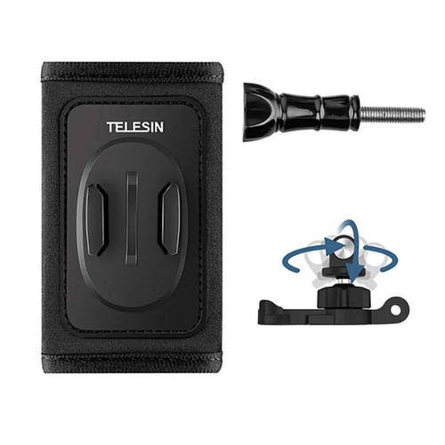 Telesin GP-BPM-005 - Fixation de bretelle de sac à dos avec crochet J rotatif pour GoPro et DJI Osmo Action