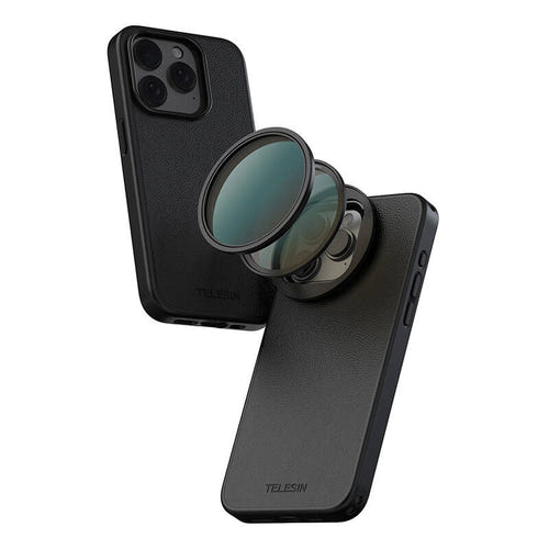 Telesin P10-FLT-02 - Filtre polarisant CPL 58 mm pour iPhone 15 Pro / Pro Max : bague aluminium verre optique