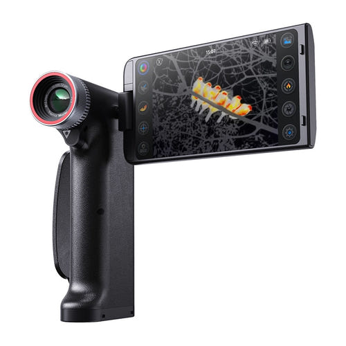 THERMAL MASTER DV2 - Caméra thermique autonome à écran tactile 5 pouces : vue profil objectif