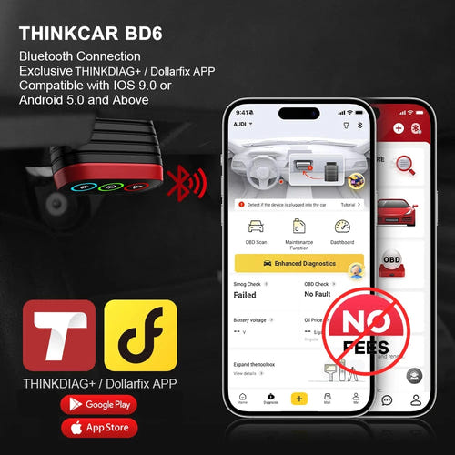 THINKCAR BD6 - lot de 50 outils de diagnostic OBD2 Bluetooth : vue de face