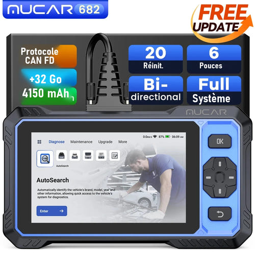 THINKCAR MUCAR 682 - scanner OBD2 bidirectionnel, 20 réinitialisations, CAN FD : vue principale