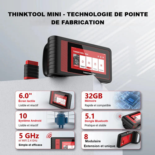 THINKCAR Thinktool Mini 2 - Outil de diagnostic auto avec protocole CANFD, tous systèmes : Bluetooth WiFi mini 2