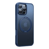 Torras Ostand Pro - Coque iPhone 16 Pro Max avec anneau béquille, bleue : rotatif Pro max bleu