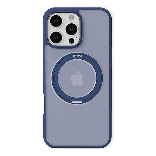 Torras Ostand Pro - Coque iPhone 16 Pro Max avec anneau béquille, bleue : bleu