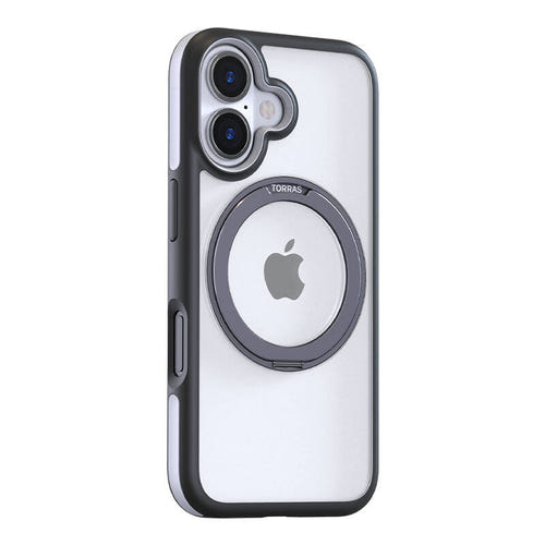 Torras Ostand R Fusion - Coque iPhone 16 Plus anneau MagSafe, noire : noir