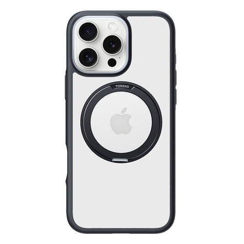 Torras Ostand R Fusion - Coque iPhone 16 Pro anneau MagSafe, noire : noir