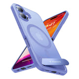 Torras Pstand - Coque iPhone 16 béquille MagSafe, bleue : bords surélevés protection
