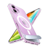 Torras Pstand - Coque iPhone 16 Plus béquille MagSafe, transparente : dépliée support