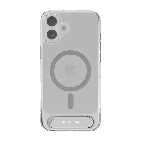 Torras Pstand - Coque iPhone 16 béquille MagSafe, transparente : transparent