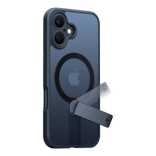 Torras Pstand Spin - Coque iPhone 16 avec béquille rotative, noire : noir (vue 1)