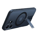 Torras Pstand Spin - Coque iPhone 16 avec béquille rotative, noire : pied aluminium support noir