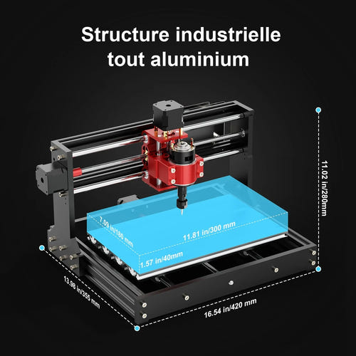 TwoTrees Fraiseuse CNC TTC3018 Pro - axe Z métal, ER11, zone 300 x 180 mm : gravure bois acrylique