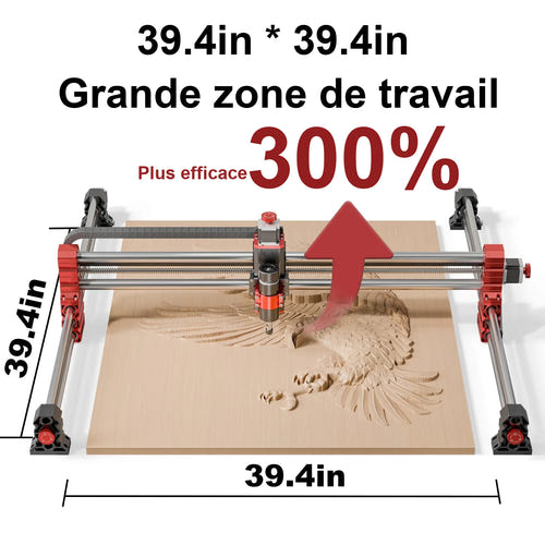 TwoTrees TTC-H40 Suit 5 - Fraiseuse CNC 1000 x 1000 mm, broche 500 W : course 1 000 mm